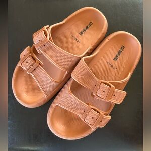 Cushionaire double strap slide sandals